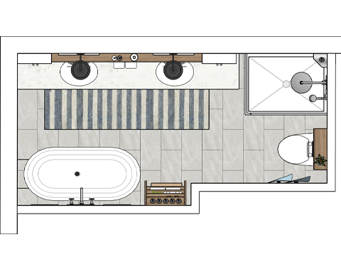 Plan 3D pour aménagement de salle de bain